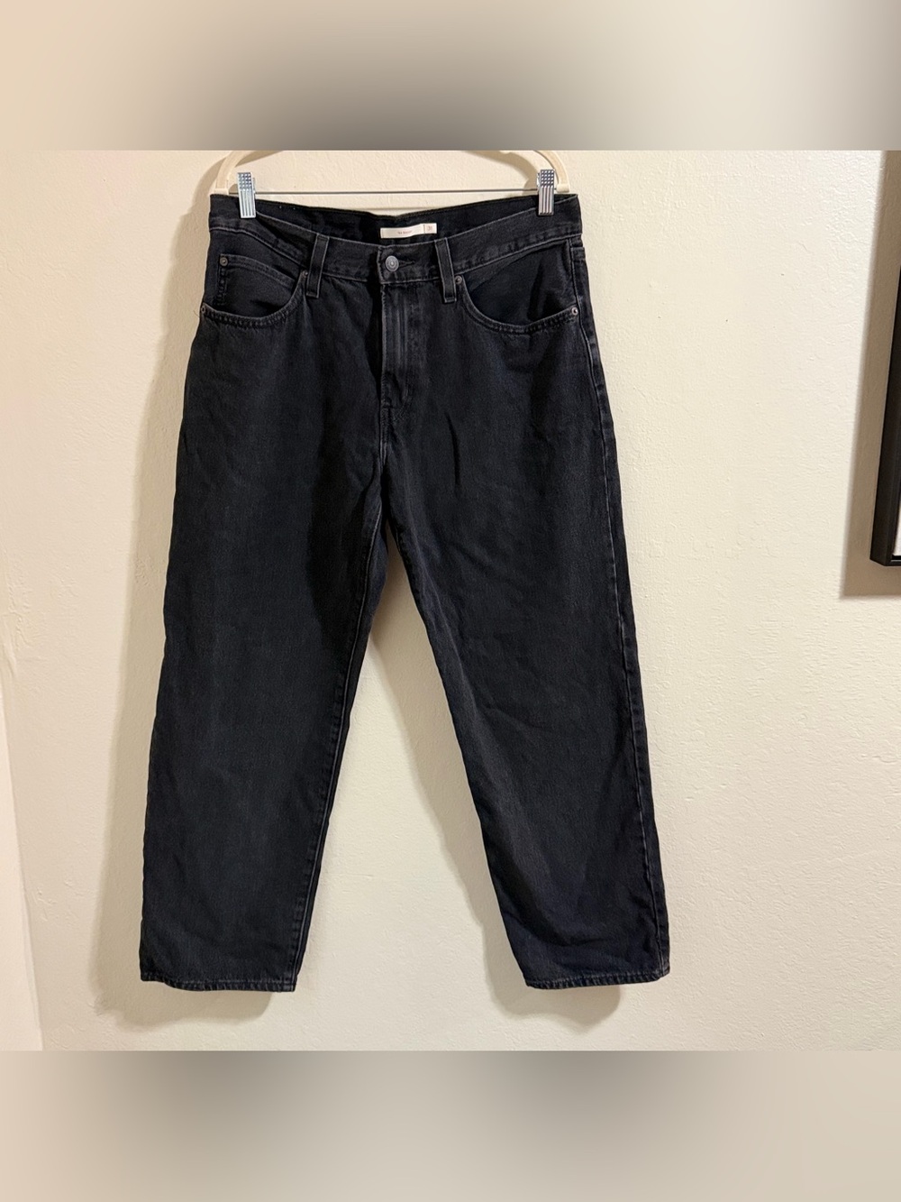 LEVI’S 94 Baggy Jeans Black Faded Denim Mid High Rise Straight Wide Leg‎ 31x30